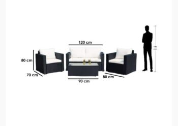 طقم اثاث منزلي رتان مكون من كنبه 2 مقعد و٢ كرسى وترابيزه