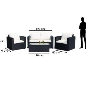 طقم اثاث منزلي رتان مكون من كنبه 2 مقعد و٢ كرسى وترابيزه