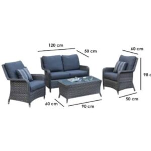 طقم راتان مكون من كنبه 2 مقعد +2 كرسي +ترابيزه