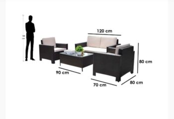 طقم راتان مكون من كنبه 2 مقعد +2 كرسي +ترابيزه