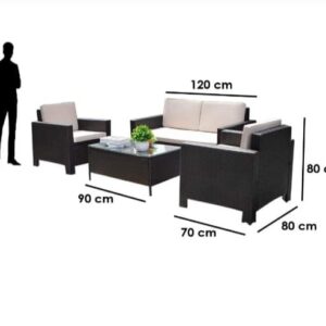 طقم راتان مكون من كنبه 2 مقعد +2 كرسي +ترابيزه